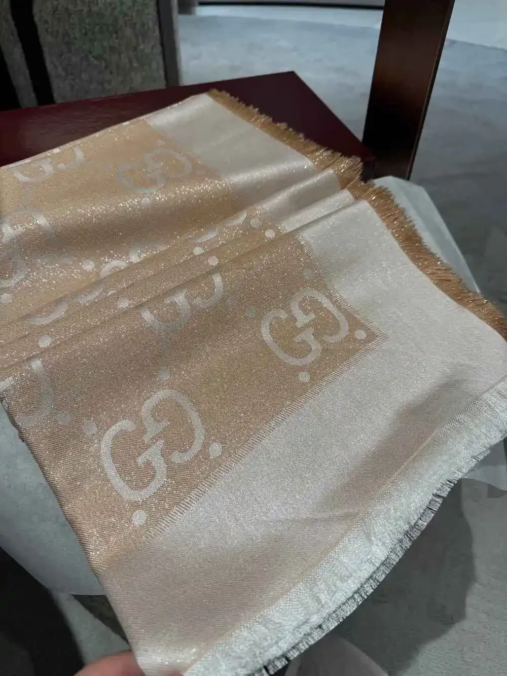 GUCCI Metallic GG Monogram Scarf